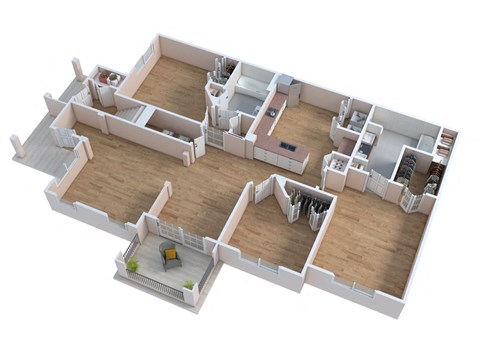 Floor plan for 3 beds, 2 baths, 1337 sqft